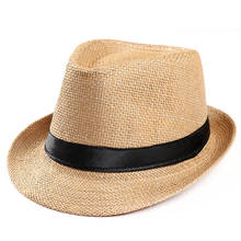 Шляпа соломенная в стиле Трилби для мужчин и женщин, модная повседневная Пляжная Панама в гангстерском стиле, ковбойская дорожная шляпа от солнца, 2021 2024 - купить недорого