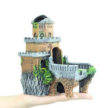 Decoración de Castillo de Acuario, adornos de resina, refugio para refugio de pecera, paisajismo, Aquascape, accesorios de acuario 2024 - compra barato