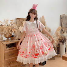 Vestido de lolita con estampado victoriano para chica, prenda de encaje estilo vintage, con lazo, cintura alta, kawaii, gótico, lolita op 2024 - compra barato