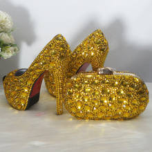 BaoYaFang Open Toe Gold crystal High Party Dress Wedding shoes Women Bridal woman Platform Shoes Ladies Female Pumps Fish Toe 2024 - buy cheap