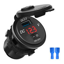 SOONHUA QC3.0 Waterproof USB Car Charger Digital Voltmeter Display Charging Socket With ON-OFF Switch for Motorcycle Car Charger 2024 - buy cheap