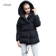 FTLZZ New Winter Parkas Women Loose Fit 90% Duck Down Coat Medium-long Thickness Hooded Jacket Warm Snow Pink Overcoat 2024 - buy cheap