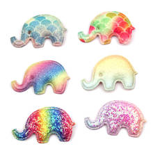 24Pcs 3*5cm Glitters colorful Elephant shiny Padded Appliques For children's crafts Hairpin headwear Ornament animals decoration 2024 - buy cheap