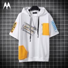 Camiseta de manga corta con estampado para hombre, camisa masculina holgada con capucha, estilo Hip Hop, informal, a la moda, de verano, nueva tendencia, 2021 2024 - compra barato