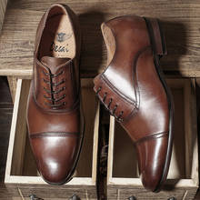 2021 Summer Men formal shoes Full Grain Leather Business Men Dress Shoes Retro Patent Leather Oxford Shoes For Men Size EU 38-47 2024 - купить недорого