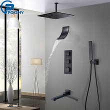 Grifo de ducha termostático, conjunto de ducha de baño, termostato, mezclador de ducha de baño, color negro mate 2024 - compra barato