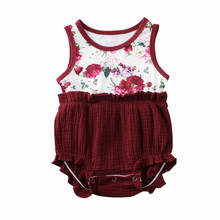0-24M Summer Newborn Girls Floral Bodysuit Infant Baby Girl Sleeveless Patchwork Jumpsuit Cotton Sunsuit Clothes 2024 - buy cheap