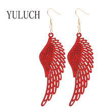 Yuluch brincos pingentes de madeira natural, asas para mulheres arte simples acessórios de joias casual festa brincos de madeira 2024 - compre barato