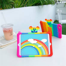 New Kids Adjust Stand Soft Funda Capa Case For iPad Air 1 9.7inch,Cute Rainbow Mouse Cartoon Silicon Para Cover For iPad Air 9.7 2024 - buy cheap