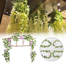2M glicina Artificial flores guirnalda de enredadera decoración del arco de la boda plantas follaje de mimbre siguiendo flores Ivy de la pared 2024 - compra barato