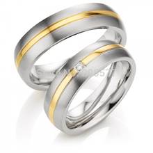 Elegante luxo handmande personalizado chapeamento de ouro inlay saúde titanium par casamento bandas anéis de casais para homem e mulher 2024 - compre barato