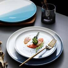 Nordic ceramic western food plate pasta plate steak plate creative net red pizza plate salad plate round dish plate tray 2024 - buy cheap