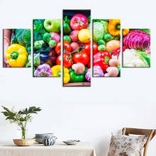 Pintura en lienzo para decoración del hogar, impresiones en HD de frutas, arte de pared, vegetales, imágenes modulares de comida, Fondo de cabecera, ilustraciones, póster, 5 piezas 2024 - compra barato