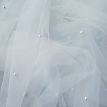 GLace 1M/lot High quality off white soft nail bead mesh fabric for wedding dress veil headwear decoration TX1404 2024 - buy cheap