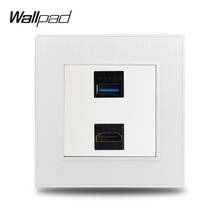 Wallpad S6 HDMI USB 3.0 Extension Wiring Outlet Socket White Brushed PC Plastic Panel Frame 2024 - buy cheap