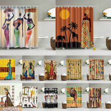 Cortina de banheiro de personagem africano abstrato, cortina de banheiro de tecido engraçado à prova d'água tela de macrame decoração de casa anel de suspensão 2024 - compre barato