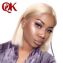 QueenKing волосы 13x4 613 блонд парики Реми бразильские прямые волосы Синтетические волосы на кружеве парики из натуральных волос с Африканской структурой, Для женщин прозрачного кружева 2024 - купить недорого