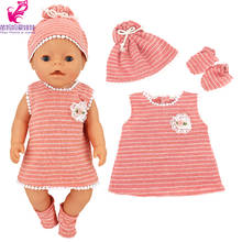 Ropa para muñeca bebé de 43 cm, falda Rosa + sombrero + calcetines, ropa adecuada para muñecas reborn de 17 pulgadas 2024 - compra barato