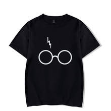 Harrys óculos de algodão impresso camisa masculina/feminina escola de bruxaria e magia casual camiseta moda manga curta moletom 2024 - compre barato