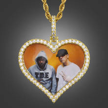 US7 на заказ фото сердце ожерелье кулон медальоны с теннисной цепочкой AAA кубический циркон для мужчин женщин хип-хоп ювелирные изделия 2024 - купить недорого
