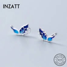 INZATT Real 925 Sterling Silver Blue Enamel Butterfly Stud Earrings For Fashion Women party Fine Jewelry Cute Accessories Gift 2024 - buy cheap