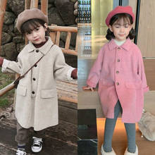 Fashion Coat Wool Girls Boys Kids Outerwear 2021 New Thick Warm Spring Winter Teenage Clothes Child Jacket Yellow High Quality 2024 - buy cheap