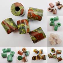 14MM Rhodonite Tigereye Crystal Green Aventurine Stone Big Hole Cylinder Pendant Jewelry Bracelet Necklace Findings (5 pcs/lot) 2024 - buy cheap