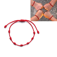 Pulseira de cordas vermelhas para proteção, 2 peças, 7 nó para proteção de mau olhado, boa sorte, amuleto para o sucesso e a prosperidade 2024 - compre barato