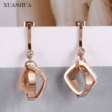 XUANHUA Stainless Steel Jewelry Woman Geometric Earrings Pendants Long Earrings For Women Fashion Jewelry Accessories 2024 - buy cheap