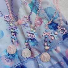 Lolita artesanal bonito doce colar ap gradiente escudo pequeno objeto doce jóias japonês e coreano princesa 2024 - compre barato