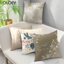 Feliz natal capa de almofada travesseiro decoração para casa estrela floco de neve impressão jogar fronha para sala estar sofá almofada 2024 - compre barato