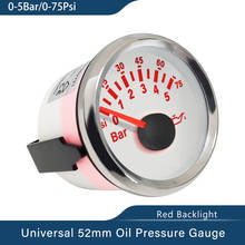 Medidor de presión de aceite de 52mm, 0-5bar, 0-75Psi, para coche, camión, barco, yate, con luz trasera 9-32V 2024 - compra barato