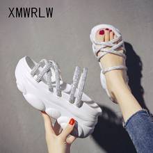 XMWRLW Women's Summer Slippers Fashion Rhinestone High Heels Woman Summer Shoes Solid Color Female Beach Shoes Women Slippers 2024 - buy cheap