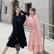 2020 Hooded Autumn Winter New Women Dress Korean Loose Ruffles Female Dresses 2024 - buy cheap