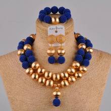 Fashion Royal Blue Nigerian Necklace African Beads Jewelry Set FZZ42-01 2024 - buy cheap