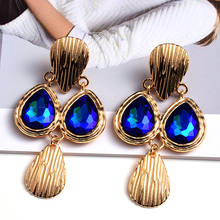 New Long Gold Metal Colorful Crystal Dangle Drop Earrings High-quality Fashion Stone Jewelry Accessories For Women Wholesale 2024 - buy cheap