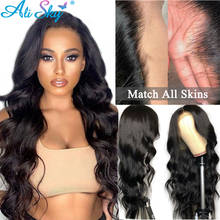 Peluca brasileña ondulada de encaje Frontal para mujeres negras, cabello humano 360 predespuntado, transparente, HD, 13x6 2024 - compra barato