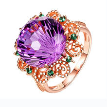 MOONROCY-anillos de boda de cristal para mujer y niña, joyería de fiesta cúbica de Color oro rosa púrpura, regalo, venta al por mayor 2024 - compra barato