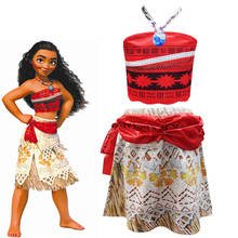 Verano de 2019 de Moana vestido para las niñas Moana princesa vestidos niños disfraces de fiesta Cosplay con peluca niños ropa Vaiana ropa 2024 - compra barato