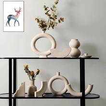Jarrones de cerámica de estilo nórdico para decoración del hogar, floreros pequeños de lujo para decoración de escritorio, accesorios de decoración 2024 - compra barato