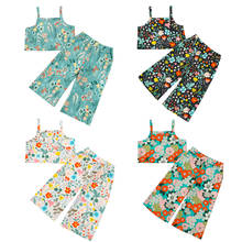 Топ и штаны для девочек, с цветочным принтом, 4 цвета, на лето, От 1 до 5 лет 2024 - купить недорого