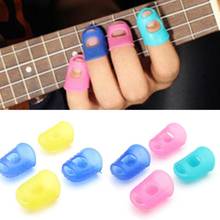 Protetores de dedo de silicone para guitarra, 4 unidades, ponta do dedo para ukulele guitarra s m l cor aleatória acessórios de guitarra 2024 - compre barato