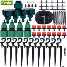 KESLA-Kit de riego por microgoteo para jardín, sistema de riego automático para invernadero, boquilla de goteo de 180 °, soporte de estacas, 5M-50M 2024 - compra barato