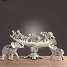 Decoração de luxo para casa, elefante, resina moderna, escultura em marfim, artesanato, sala de estar, vinho, armário, decoração requintada, animal 2024 - compre barato