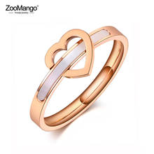 ZooMango Titanium Stainless Steel White Shell Love Heart Rings Jewelry For Women Girls Simple Romantic Engagement Ring ZR20006 2024 - buy cheap