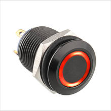 10 peças 12mm reinicialização normal aberto, alumínio preto 6v 12v 24v, anel led de metal, barco de carro, faça você mesmo, interruptor de botão de pressão