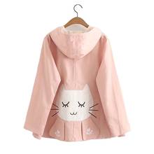 2021 Spring Autumn Women Jacket Coat Pocket Single-Breasted Mori Girl Style Student Kawaii Cartoon Cat Fish Embroidery Outwear 2024 - buy cheap