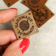 Custom Leather Labels - Personalized Leather Labels - Handmade tags - Labels for knitting and crocheting 2024 - buy cheap