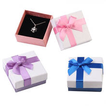 Caja de papel para joyería, organizador de joyería de alta calidad con diseño Floral, collar, pendientes de compromiso, anillo, 7,5x7,5x3,5 cm 2024 - compra barato