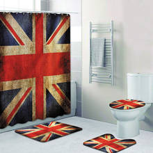 Modern Grunge Union Jack UK Flag Shower Curtain Set for Bathroom Bath Mat Rug Carpet for Toilet Bathtub British Flag Home Decor 2024 - buy cheap